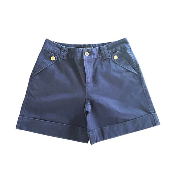 Ralph Lauren Navy Blue Chino Classic Shorts 100% Cotton Buttons Women’s Size 4P - Picture 1 of 5